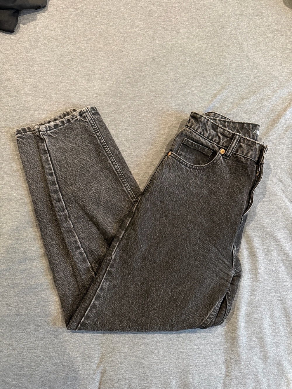Zara Washed Black Mom Jeans